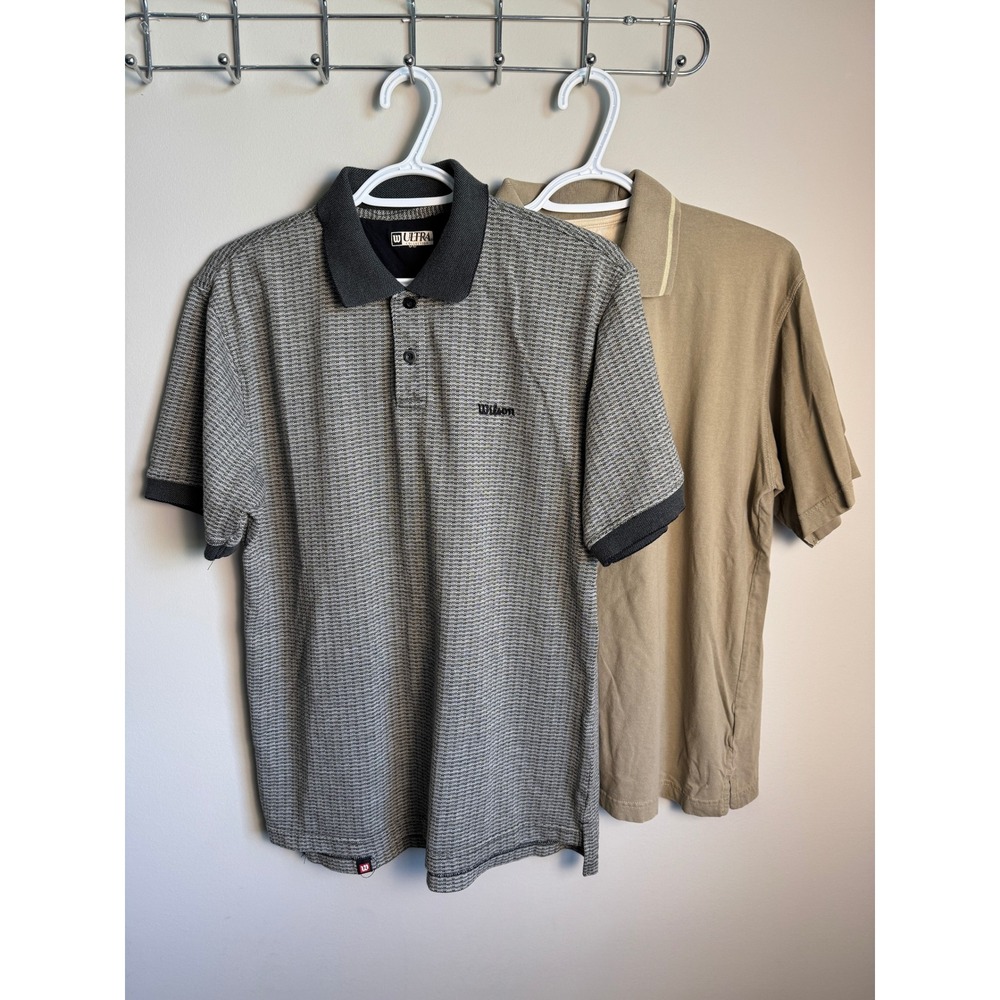 Wilson Ultra Collection Polo Shirts (Lot of 2) Mens Medium Tan Gray Vintage 90s